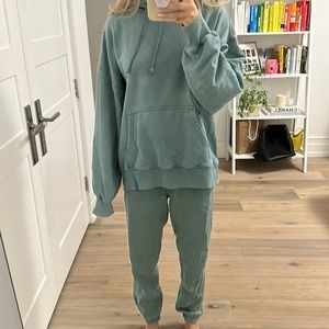 TNA sweatpants and hoodie in green